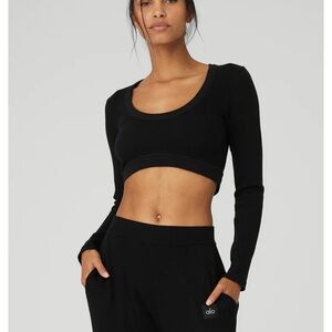 Alo Seamless Ribbed Cropped Serene Long Sleeve